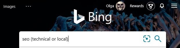 Bing search operators: parentheses