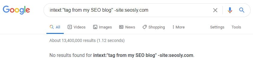 The intext: and site: operators typed into the search box in Google. 