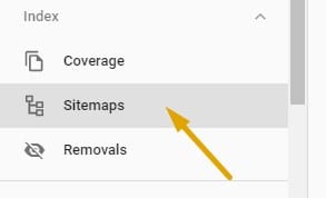 Sitemap settings in Google Search Console