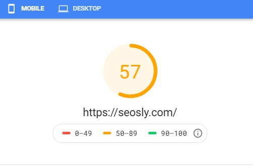 Google PageSpeed Insights results without WP Rocket