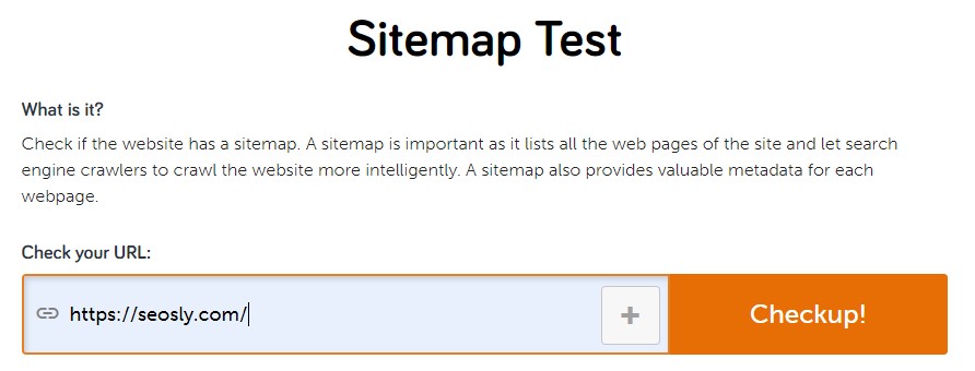 Using SEO Site Checkup to find a sitemap