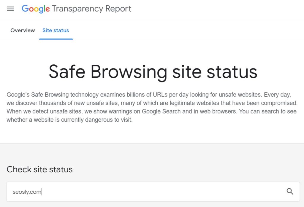 Safe Browsing site status