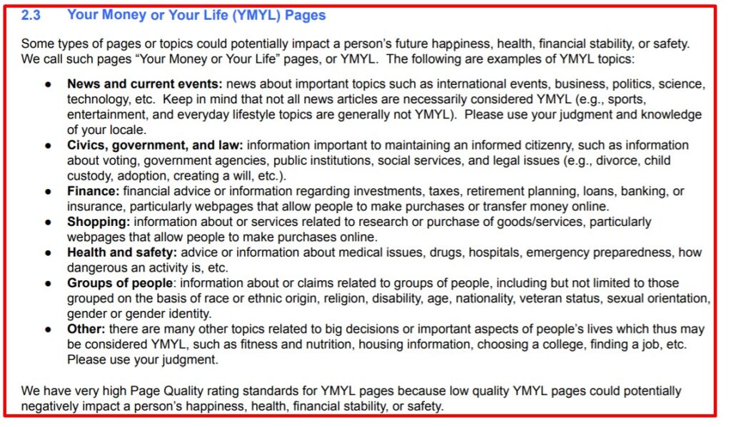 Your Money or Your Life and on-page SEO