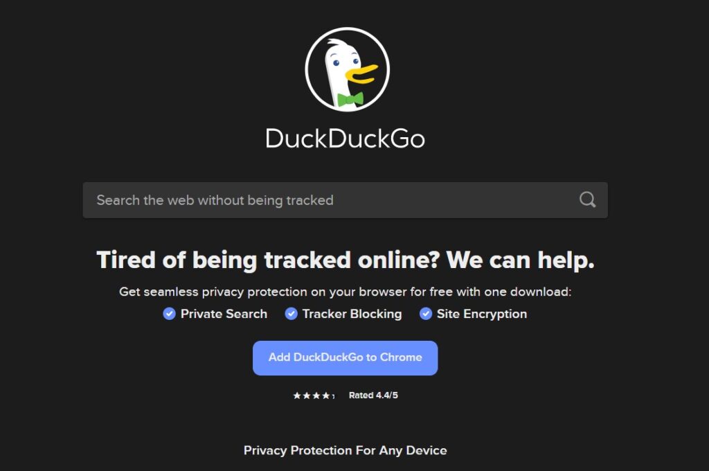 Search engines that don't track: DuckDuckGo