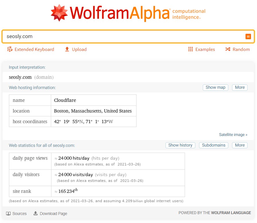 Search engines that don't track: WolframAlpha