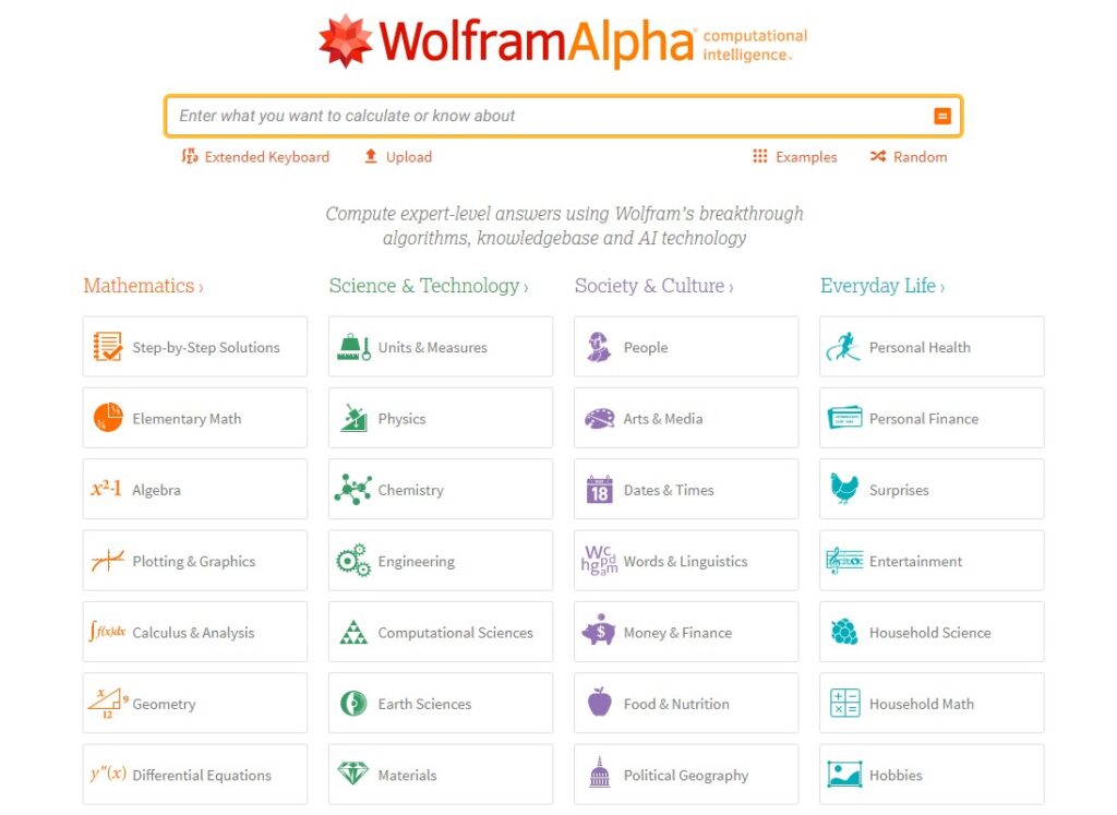 Search engines besides Google: Wolfram Alpha