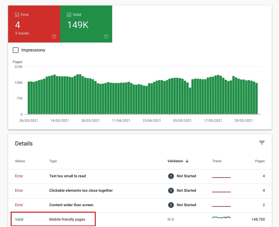 The Mobile Usability report in Google Search Console 