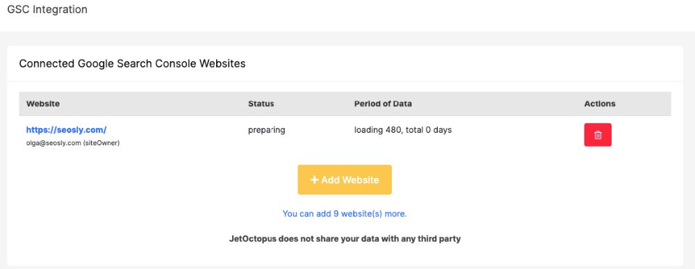 Google Search Console data in JetOctopus