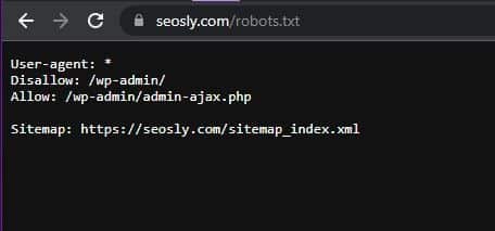 Contoh robots.txt dengan alamat peta situs ditunjukkan