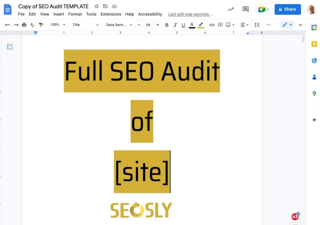 Example of an SEO audit