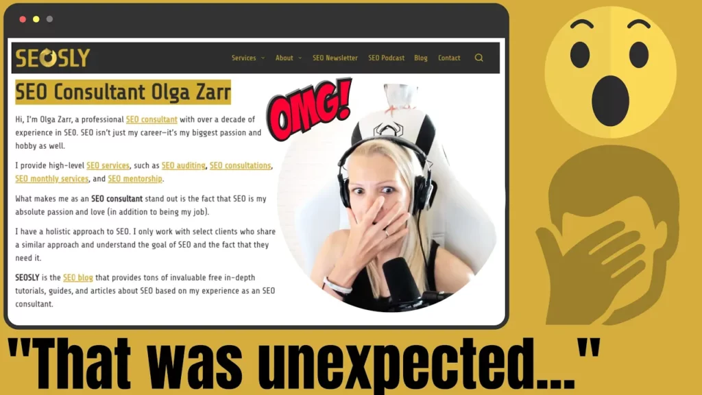 Olga Zarr audits her own website