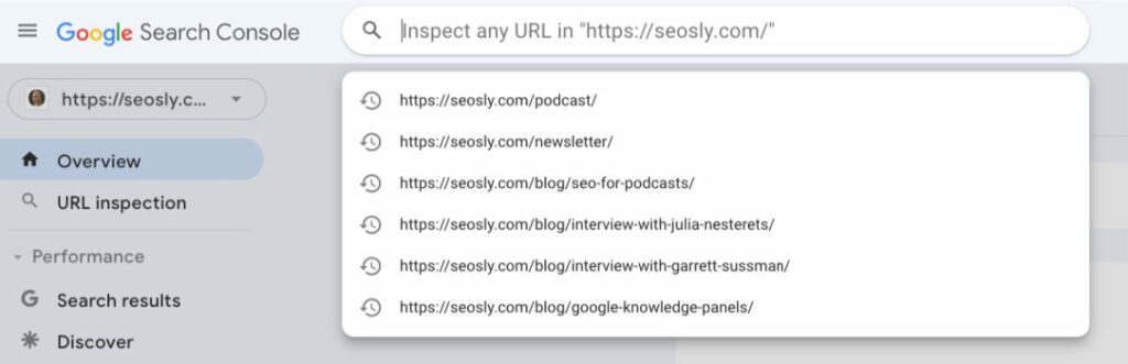 Manual URL Inspection in Google Search Console