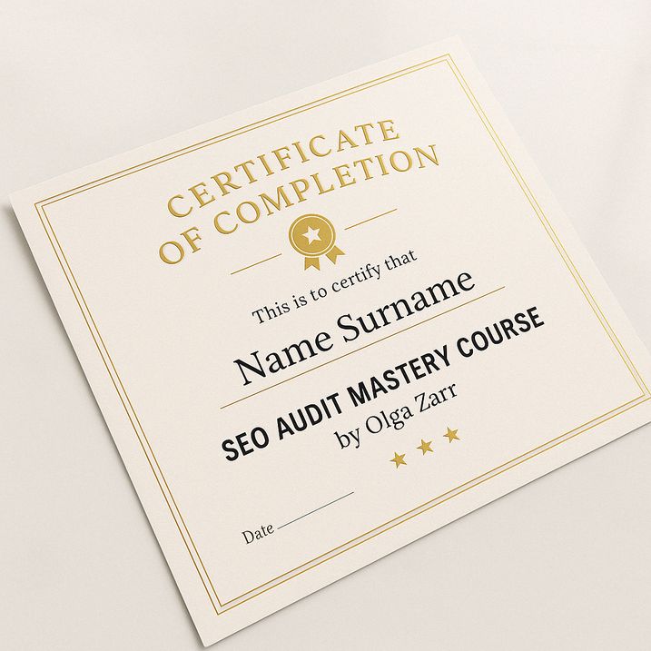 seo-audit-mastery-course-completion-certificate_result - SEOSLY - Olga Zarr SEO Audit Mastery by Olga Zarr